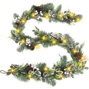 lot 1069 image: Artgar Pine Garland Realistic, 6 FT Cedar Garlands, Christmas Garland with 30 Warm Lights with 8 Light Modes, Garland Christmas Decorations for Mantels Stair Table Decor (Green) - Retail $23