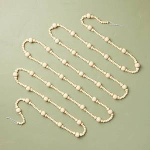 lot 1077 image: 12 Decorative Wooden Bead Christmas Garland - Hearth & Hand with Magnolia - Retail $14
