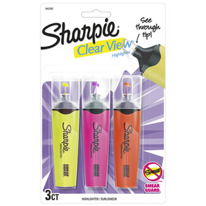 Sharpie Highlighter  Clear View Highlighter with See-Through Chisel Tip  Tank Highlighter  Assorted  3 Count - Retail: $11