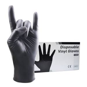 lot 1094 image: Black Clear Vinyl Exam Gloves Medium 3 Mil Powder Latex Free Disposable Clear Vinyl Gloves,100 Count (Pack of 1) - Retail $15