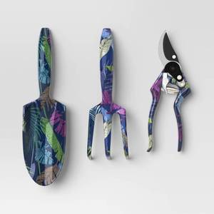 lot 1104 image: 3pc Shears Gardening Tool Set Dark Palm Banana Tropical Blue - Threshold - Retail $25