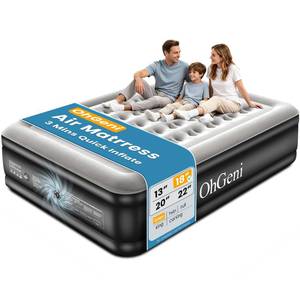 OhGeni Air Mattress Queen with Built in Pump, 18" Raised Blow up Bed, 800lb - Retail: $83