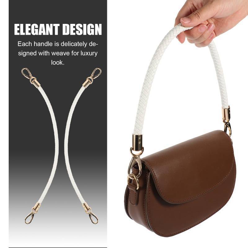 lot 165 image: SUPVOX Replacement Straps for Handbags 2pcs 52cm Replacement Purse Straps PU Leather Handbag Handles Gold Spring Buckle Handbag Bag Wallet Straps (White) Leather Wristlet Strap Retail $10