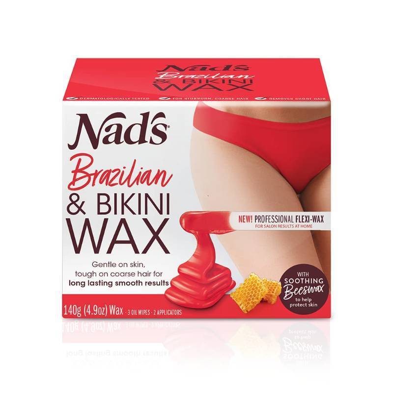 lot 156 image: Nads Brazilan & Bikini Wax Kit, Hair Removal For Women, Body Wax Specifically For Coarse Hair, At Home Waxing Kit With Hard Wax  Calming Oil Wipes  Wooden Spatula - Retail $15
