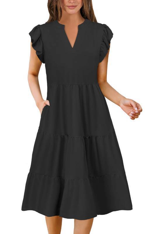lot 182 image: Casual Plus Size Midi Boho Dress Clothes Black Small - Retail $22