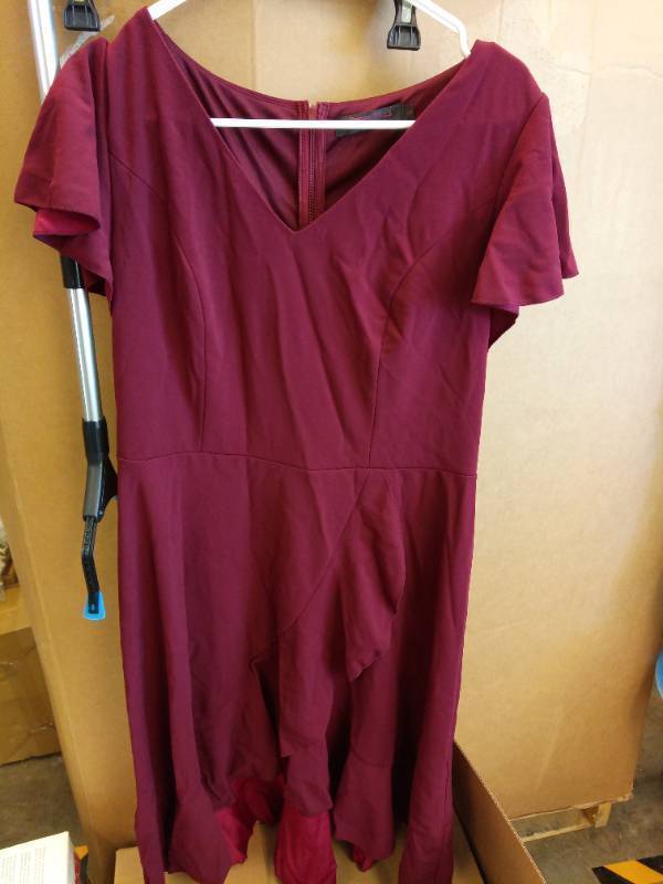 lot 177 image: Dress Tells Womens Cocktail Tea Party Dress, Red Fit Flare Modest Winter Elegant Dress for Evening Burgundy XL Retail $40