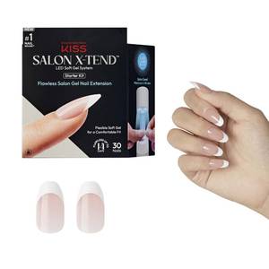 lot 127 image: Kiss Salon X-tend, Press-On Nails, Nail glue included, Pure, Light White, Medium Size, Oval Shape, Includes 30 Nails, 5Ml Led Soft Gel Adhesive, 1 Led Lamp, 1 Prep Pad, 1 Manicure Stick, 1 Mini File - Retail $20