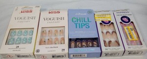 lot 132 image: Kiss Voguish Fantasy, Chillhouse Chill Tips, imPRESS Press-On Nails Lot of 5 - Retail $45