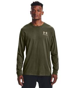 lot 199 image: Under Armour Mens New Freedom Flag Long Sleeve T-ShirtDISC, Marine Od Green (390)Desert Sand, Medium - Retail $40