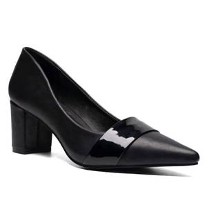 lot 201 image: Black Heels Block Heels for Women - Flight Attendant Shoes Womens Chunky Heels - Pointed Toe Slip On Office Shoes - 2 Inch Dress Pump Shoes, Size 9.5 - Retail $70