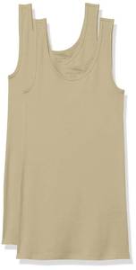 lot 202 image: Amazon Essentials Womens Slim-Fit Ribbed Scoop Neck Tank Tops, Pack of 2, Beige, Small - Retail $10
