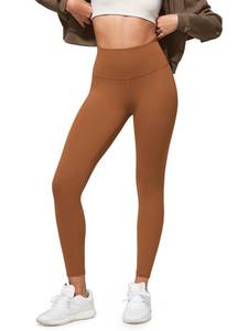 lot 206 image: ODODOS Buttery Soft Lounge Yoga Leggings for Women 78 Length 25 High Waist Yoga Pants, Caramel, Large Small Back Pocket  - Retail $20