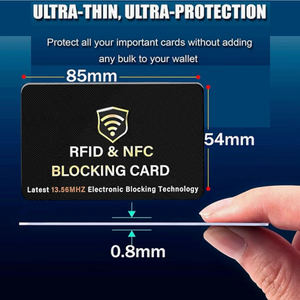 lot 70309 image: SaiTech IT 5 Pack RFID Blocking Card for Credit Debit ID Card, Black - Retail $8