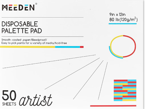 lot 70325 image: Medien Disposable Palette Pad 50 Sheets 6in x 12in 80lb 120gsm - Retail $14