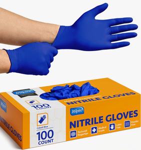 lot 70329 image: Caring Nitrile Exam Gloves Large 100 Count Powder-Free Non-Sterile - Retail $8