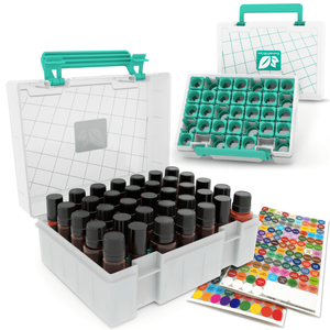 lot 70332 image: Essential Oil Organizer  35 Essential Oil Storage Box for Shelf Display  Travel Hard Carrying Oils Case for doTERRA & Young Living  Carries All Brands of 5ml10ml15ml Bottles  Stickers Included - Retail $68
