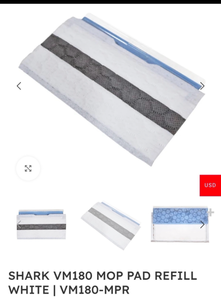 lot 70336 image: Shark VM180 Mop Pad Refill White VM180-MPR - Retail $10