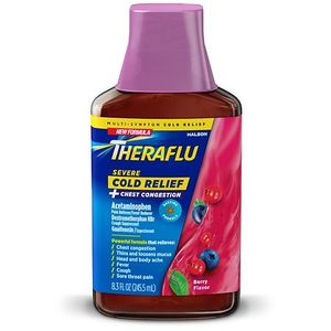 lot 70344 image: TheraFlu Severe Cold and Flu Syrup Berry - 8.3 fl oz - Retail $12