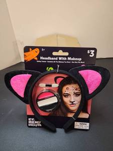 lot 71198 image: Headband With Makeup Cat Ears 0.11 oz Grease Makeup 5 (3pk) - Retail $10