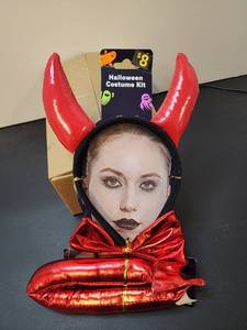 lot 71213 image: Halloween Costume Kit Devil Horns Bowtie Tail Red ( 2pk) - Retail $16