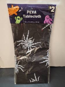lot 71227 image: PEVA Tablecloth 52 x 72 in (132 x 182 cm)2Skeleton 2Spider Tablecloth  - Retail $8