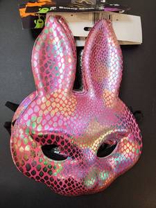 lot 71253 image: Bunny Mask 5-Pack 3 Pink Rainbow Scales and 2 Silver Sequin  - Retail $15