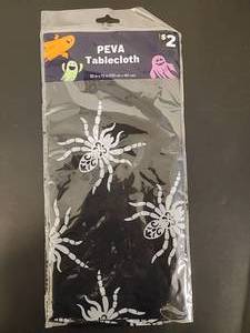 lot 711168 image: PEVA Tablecloth 52 x 72 inches Spider Print 8-Pack - Retail $16