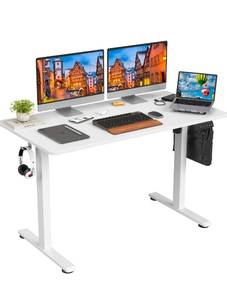 lot 9718 image: Electric Standing Desk Adjustable Height Sit Stand Home Office Desk with Splice Board - Retail $79