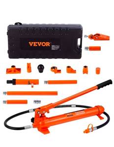 lot 9719 image: VEVOR 10 Ton Porta Power Kit, Hydraulic Ram with Pump, Car Jack with 4.6 ft1.4 m Oil Hose, Bent Frame Repair Tool with Storage Case for Automotive, Garage, Heavy Equipment, Mechanic (22046 LBS) - Retail $154