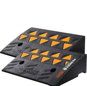 lot 9720 image: VEVOR Rubber Curb Ramp 2 Pack, 5 Rise Height Heavy-Duty 33069 lbs15 T Capacity Threshold Ramps, Driveway Ramps with Stable Grid Structure for Cars, Wheelchairs, Bikes, Motorcycles - Retail $53