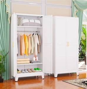 lot 9723 image: Metal Wardrobe Cabinet with Hanging Rod, Clothing Storage Cabinetswith 2 Doors and Adjustable Shelves, 71 Metal White Armoire Wardrobe Closet for Bedroom, Laundry Room, Cloak Room - Retail $149