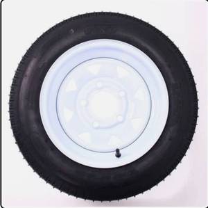 lot 9737 image: 4.80-12 QIND QB-712-07 Tire  Trailer WheelRim White set of 2  - Retail $104