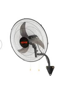 lot 9747 image: VEVOR Wall Fan 18-in Plug in Oscillation Indoor Black Wall Mounted Fan - Retail $85