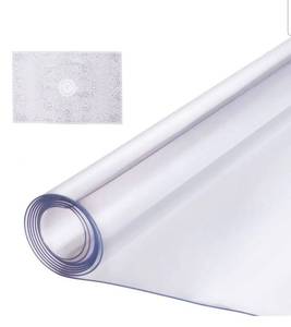 lot 9751 image: VEVOR Plastic Table Cover, 30 x 60 Inch 1.5 mm Thick Clear Table Protector, Rectangle PVC Desk Mat, Waterproof & Easy Cleaning Desk Pad Tablecloth, for Office Dresser Dining Room Table Night Stand - Retail $0