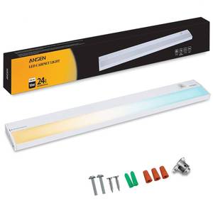 lot 9761 image: Ansen Hardwired Under Cabinet Lighting, 24in 18W LED Light for KitchenCloset, 1237lm, CRI92, R990, 5 Color Temperature, Dimmable, 2700K-5000K(Warm White, Cool White, Daylight) - Retail $35
