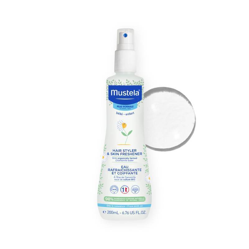 lot 39507 image: Mustela Baby Hair Styler & Skin Freshener - with Natural Avocado & Chamomile Water - 6.76 fl. oz. - Retail $15