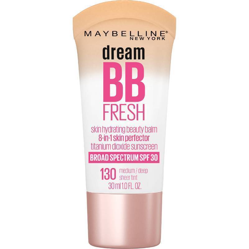 lot 39672 image: Maybelline Dream Fresh Skin Hydrating BB cream, 8-in-1 Skin Perfecting Beauty Balm with Broad Spectrum SPF 30, Sheer Tint Coverage, Oil-Free, MediumDeep, 1 Fl Oz - Retail $8