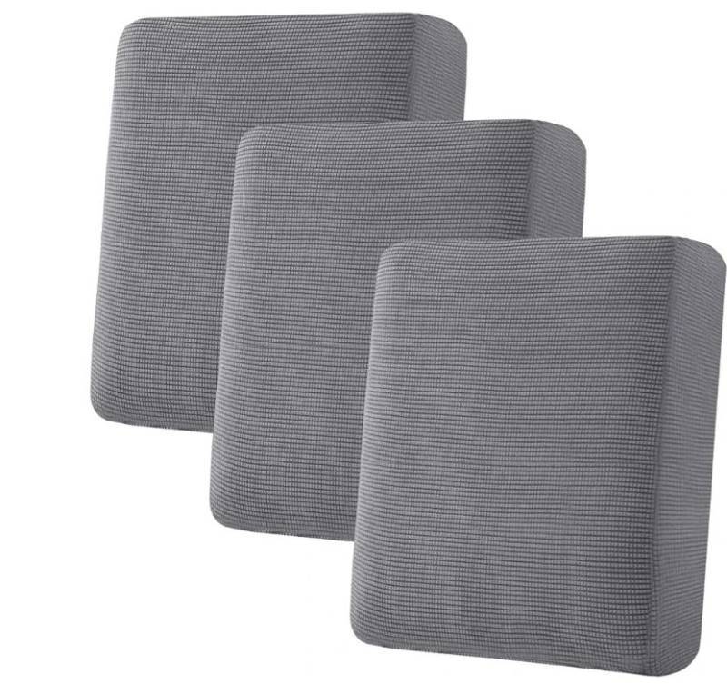 lot 39723 image: Velvet Plush Cushion Slipcover Loveseat Sofa Cushion Furniture Seat Cushion (3 Piece, Grey, 22x22x5 inch). - Retail $40