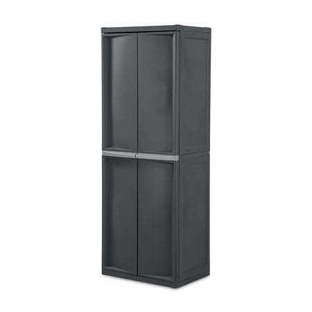 lot 39732 image: Sterilite 4 Shelf Cabinet Plastic  Flat Gray - Retail $130