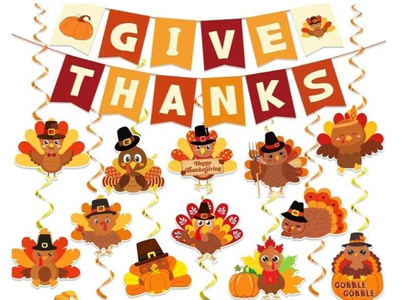 lot 29118 image: Happy Thanksgiving Day Backdrop for Autumn Fall Harvest Festival Give Thanks Thankful Turkey Pumpkin Birthday Baby Shower Party Supplies Decorations Banner Gifts Home Decor Background. ACTUAL ITEM DIFFERENT DESIGNCOLOR. - Retail $10