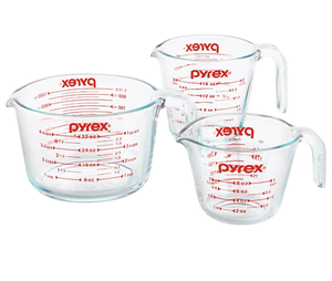 lot 115 image: Pyrex 3-piece Measuring Cup Set - Retail $14