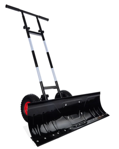 lot 130 image: Galvanized Blade 2-Wheel Snow Pusher w Adjustable Handle - 36in see description - Retail $100