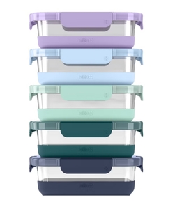 lot 159 image: Ello Meal Prep Glass Food Storage Containers, Set of 5 See description - Retail $29