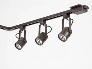lot 13299 image: 4-Head Black Track Lighting Fixture with Adjustable Spotlight Heads