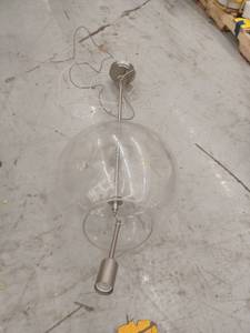 lot 13306 image: Clear Seeded Glass Pendant Light w Brushed Nickel Finish Stem and Canopy, 36