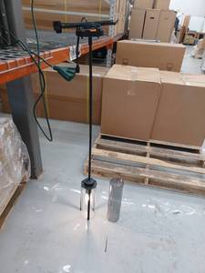 lot 13327 image: Black Single-Light Pendant Fixture with Clear Glass Cylinder Shade and Extra Smoke Shade