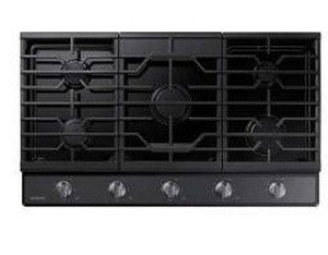 lot 13344 image: Samsung 36in 5-Burner Gas Cooktop in Black Stainless Steel, NA36R5310FGAA  Retail $1149