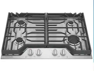 lot 13346 image: Frigidaire 30in 4-Burner Stainless Steel Gas Cooktop FCCG3027AS  Retail $999
