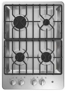 lot 13356 image: GE 30in Built-In Gas Cooktop 4-Burner Stainless Steel JGP3030SL2SS- Retail $593