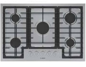 lot 13370 image: Bosch NGM5058UC 5-Burner Gas Cooktop Stainless Steel w Cast Iron Grates